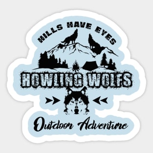 howling wolfs dark nights in woods Sticker